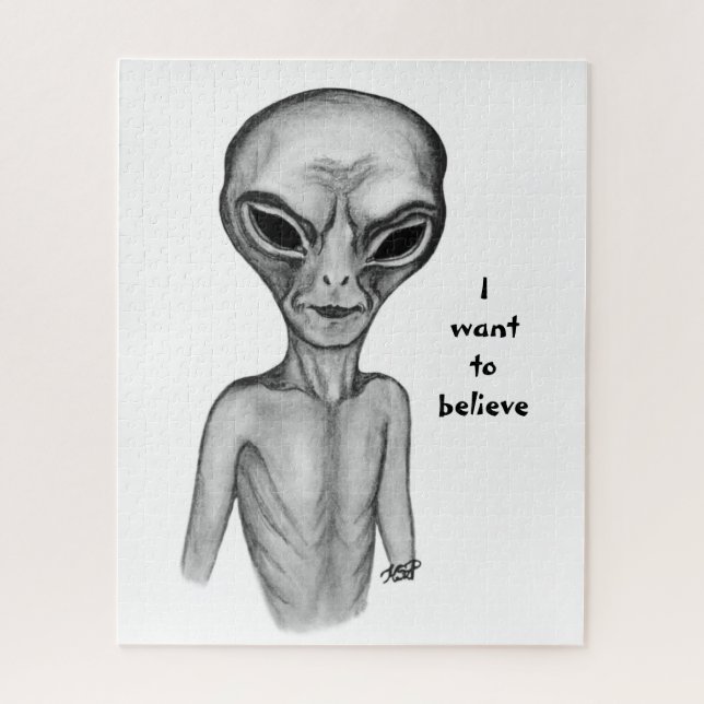 Graue Alien, ich wollte zu glauben Puzzle (Vertikal)