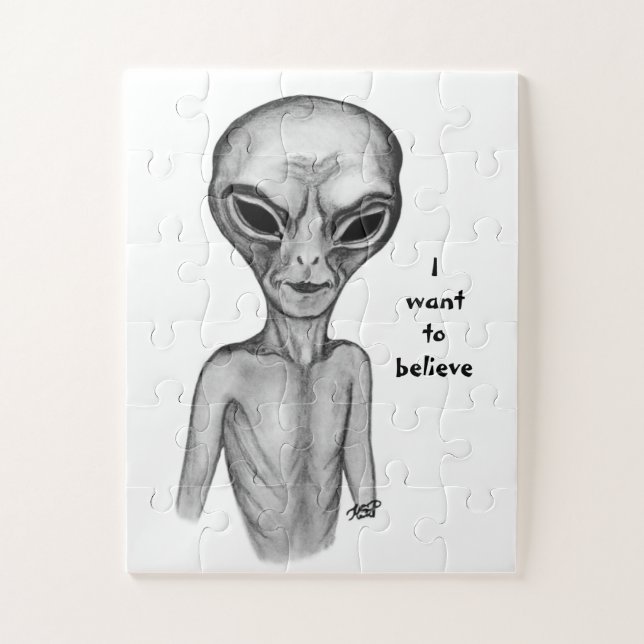 Graue Alien, ich wollte zu glauben Puzzle (Vertikal)