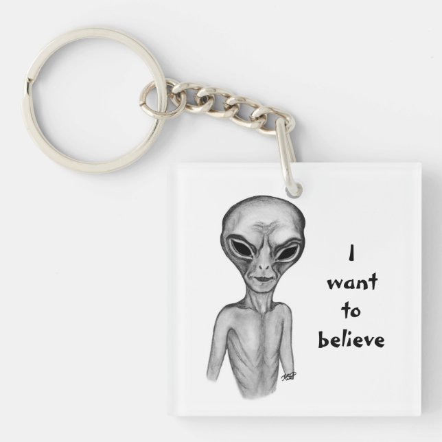 Graue Alien, ich wollte zu glauben Schlüsselanhänger (Vorderseite)