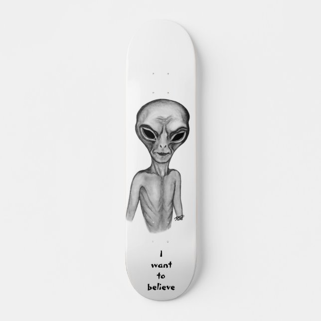 Graue Alien, ich wollte zu glauben Skateboard (Vorne)