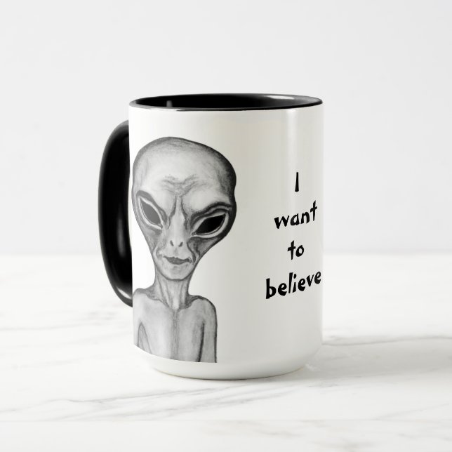 Graue Alien, ich wollte zu glauben Tasse (Vorderseite Links)