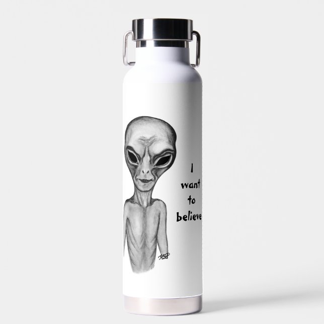 Graue Alien, ich wollte zu glauben Trinkflasche (Vorne)