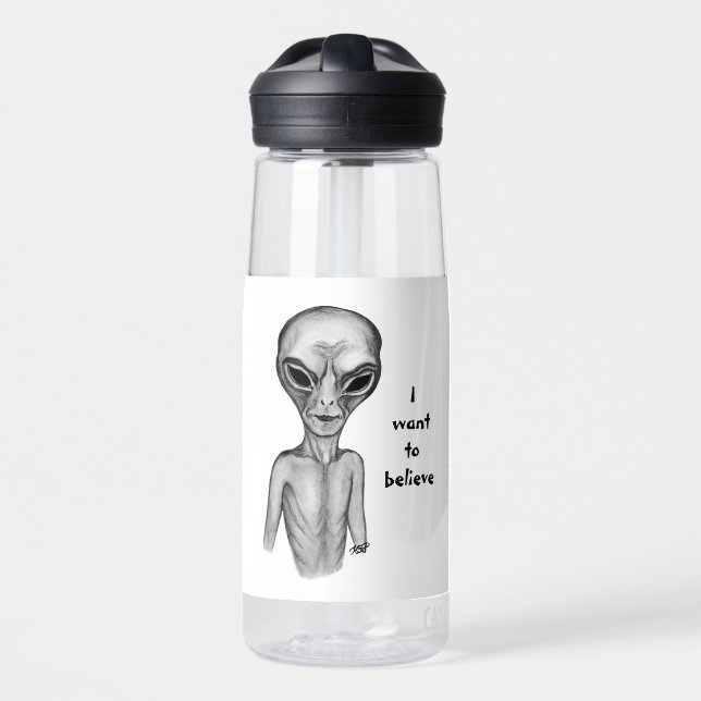 Graue Alien, ich wollte zu glauben Trinkflasche (Vorne)