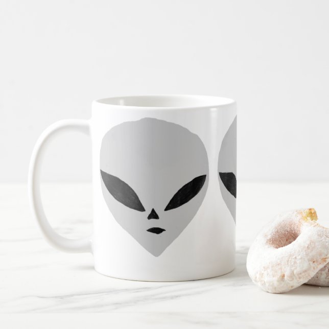 Graue Alien Kaffeetasse (Mit Donut)