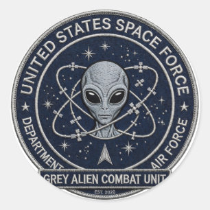 Graue Alien-Kampfeinheit Runder Aufkleber