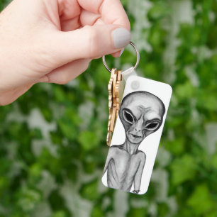 Graue Alien Schlüsselanhänger
