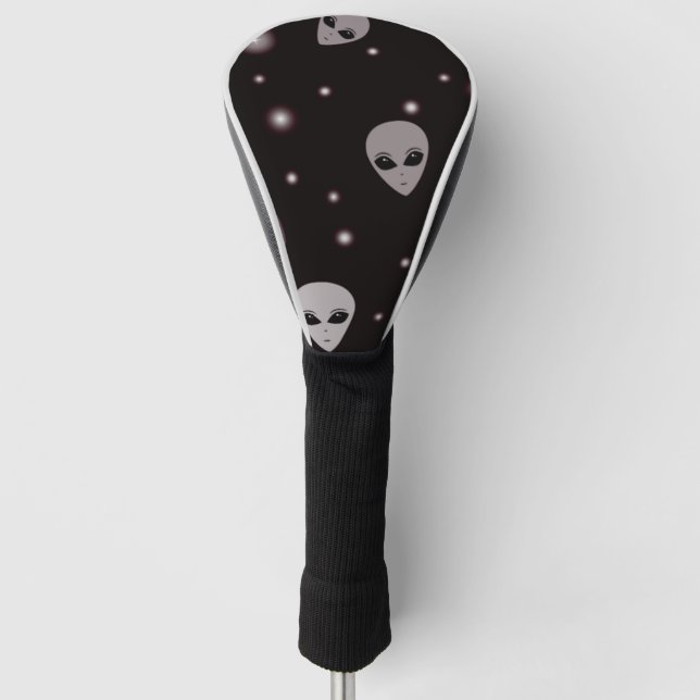 Graue Alien schwebt in einer Tischlampe Golf Headcover (Vorderseite)