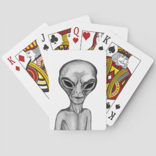 Graue Alien Spielkarten