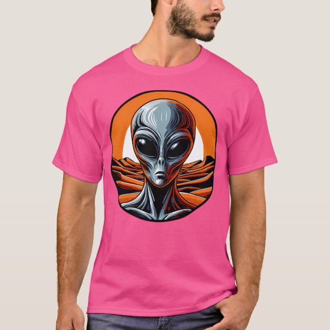 Graue Alien über Mars T-Shirt (Vorderseite)