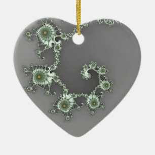 Graue Alien Weihnachts-Fraktal Keramikornament