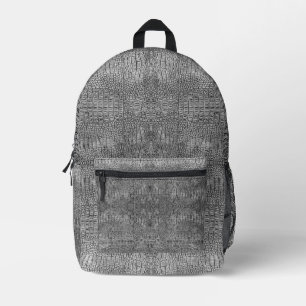 Graue Alligator Lederskalen Reptile Muster Bedruckter Rucksack