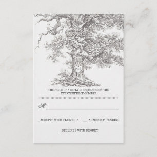Graue alte Baum rustikale Hochzeit RSVP Karten