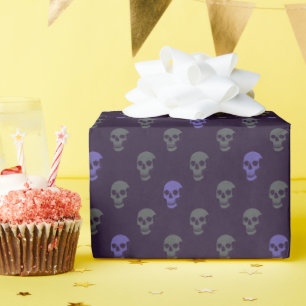Graue anatomische Schädel-Punkte lila Geschenkpapier