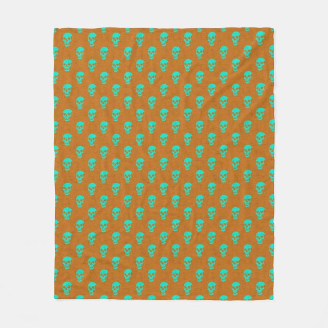 Graue anatomische Schädel-Punkte orange grün Fleecedecke (Vorderseite)