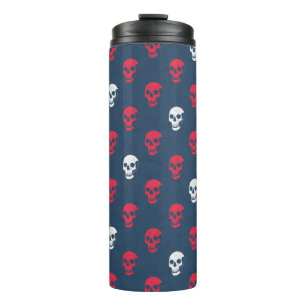 Graue anatomische Schädel-Punkte rot-blau Thermosbecher