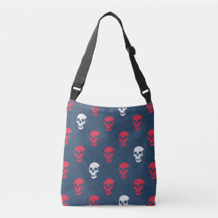Graue anatomische Schädel-Punkte rot-blau Tragetaschen Mit Langen Trägern