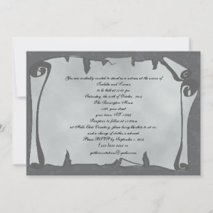Graue antike Scroll Goth Wedding Einladungen