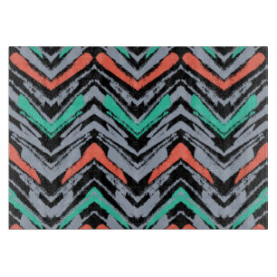 Graue, aquamarine und korallenrote Hand Schneidebrett