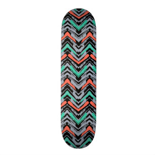Graue, aquamarine und korallenrote Hand Skateboard