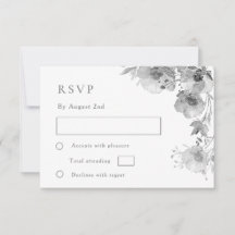 Graue Aquarell-Hochzeits-RSVP-Karte