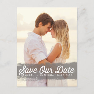 GRAUE AQUARELL-SPLASH   SAVE THE DATE POSTKARTE