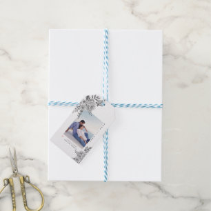 Graue Aquarellfarben Blume und Foto Geschenkanhänger