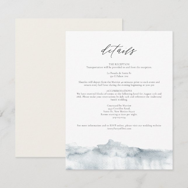 Graue Aquarellfarbensplash Philadelphia Details Ca Einladung (Vorne/Hinten)