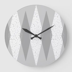 Graue Argyle-Rundwanduhr im Stil der Mitte des 20. Große Wanduhr