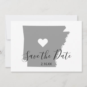 Graue Arkansas-Kartengestalt Save The Date