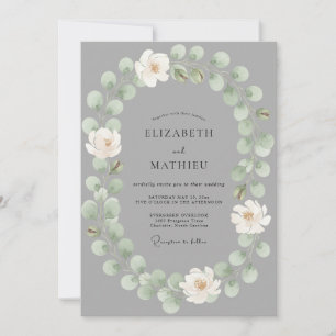 Graue ätherische Blütenhochzeit Einladung