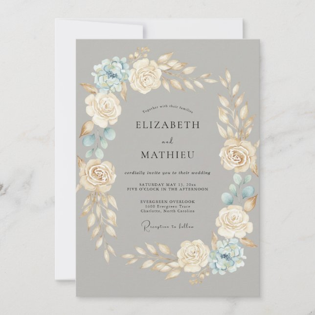 Graue Ätherische Winterhochzeit Einladung (Vorderseite)