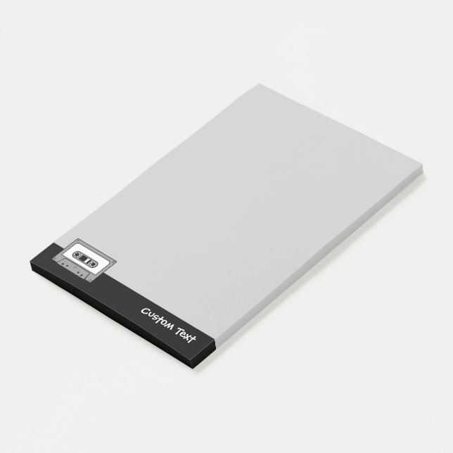 Graue Audiokassette Post-it Klebezettel (angewinkelt)