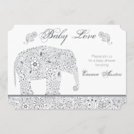 Graue Baby Elephant Dusche Einladung