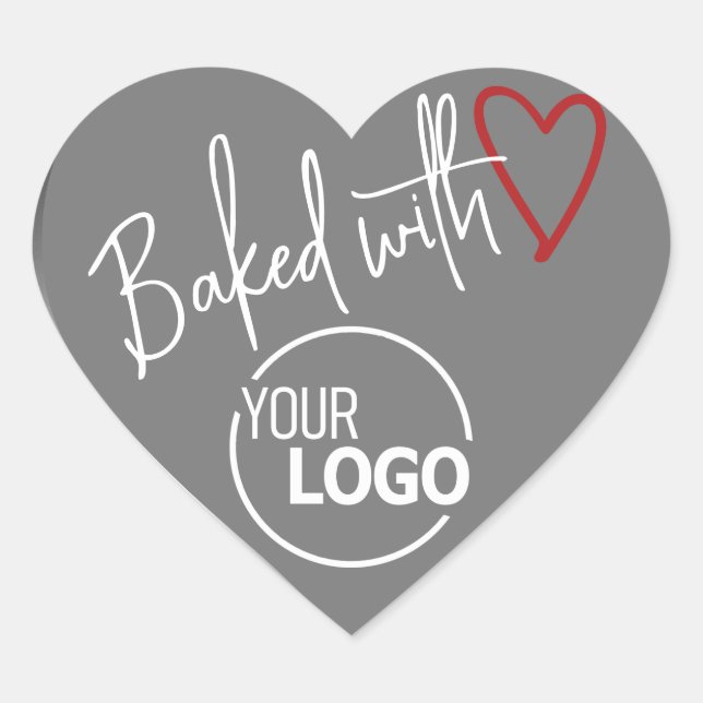 Graue Backform mit hausgemachter Liebe-Baking-Logo Herz-Aufkleber (Vorderseite)
