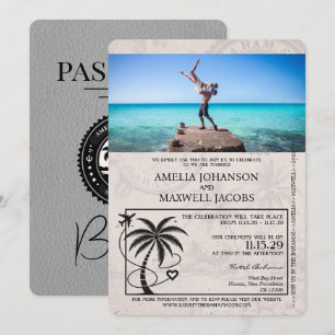 Graue bahamaische Pass-Hochzeitseinladung Einladung