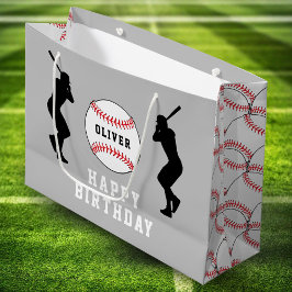 Graue Baseball Ball Player Kinder Name Geburtstag Große Geschenktüte
