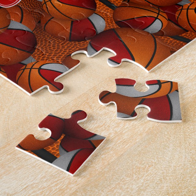 Graue Basketball-Girls Jungs Mannschaftsfarben Puzzle (Seite)