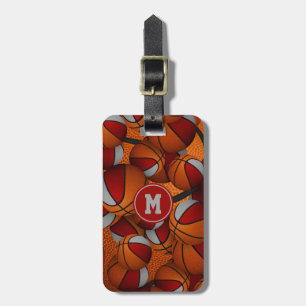 Graue Basketball-Muster Teamfarben Gepäckanhänger