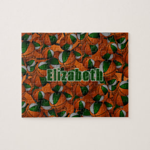 Graue Basketballmädchen Jungs Mannschaftsfarben Puzzle