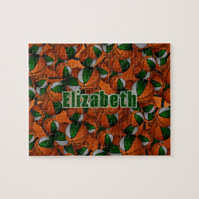 Graue Basketballmädchen Jungs Mannschaftsfarben Puzzle (Horizontal)