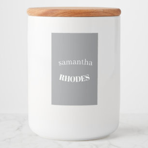 Graue benutzerdefinierte Monogramm-Minimalist Lebensmitteletikett