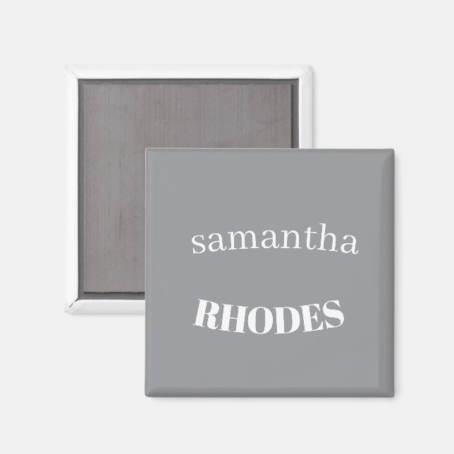 Graue benutzerdefinierte Monogramm-Minimalist Magnet (Vorderseite/Rückseite)