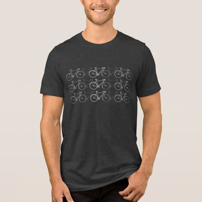 Graue Bikes nebeneinander Tri-Blend Shirt (Vorderseite)