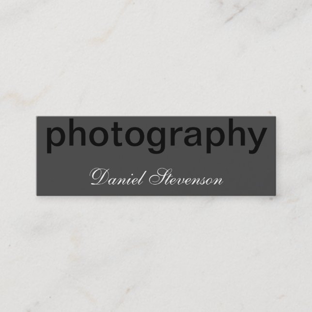 Graue Black Out Skinny Fotografy Business Card Mini Visitenkarte (Vorderseite)