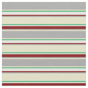 Graue, blassgoldene, grüne, weiße und Maroon-Linie Stoff