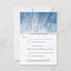 Graue blaue abstrakte gemalte Hochzeit der RSVP Karte