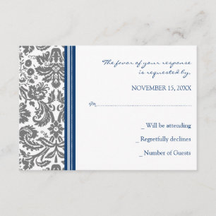 Graue blaue Damast UAWG Hochzeits-Karte RSVP Karte