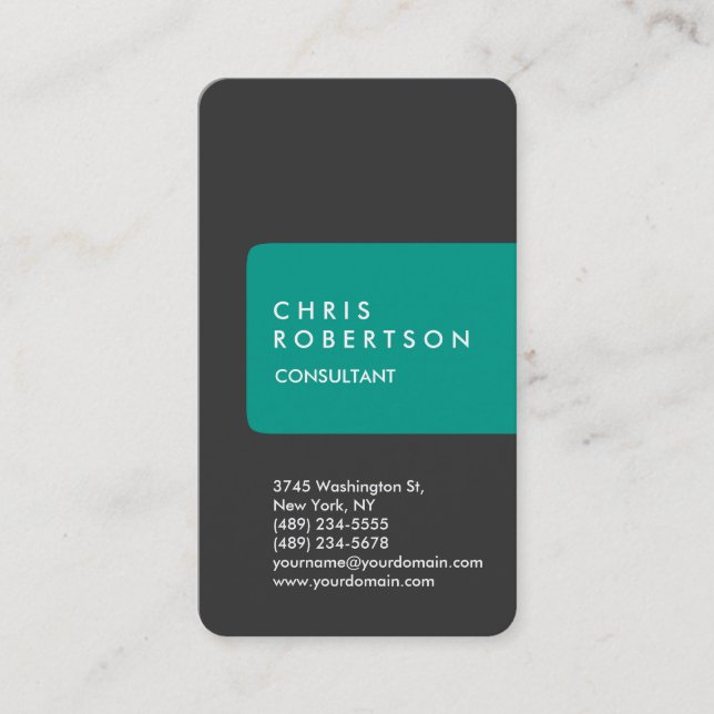 Graue blaue Green Strip Business Card Visitenkarte (Vorderseite)