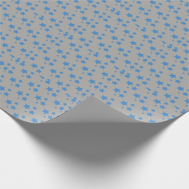 Graue blaue Sterne Modernes Design Wrapping Paper Geschenkpapier (Ecke)