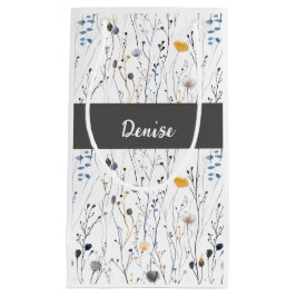 Graue Blaue Wildblumen-Wasserfarbe-Monogramm Kleine Geschenktüte